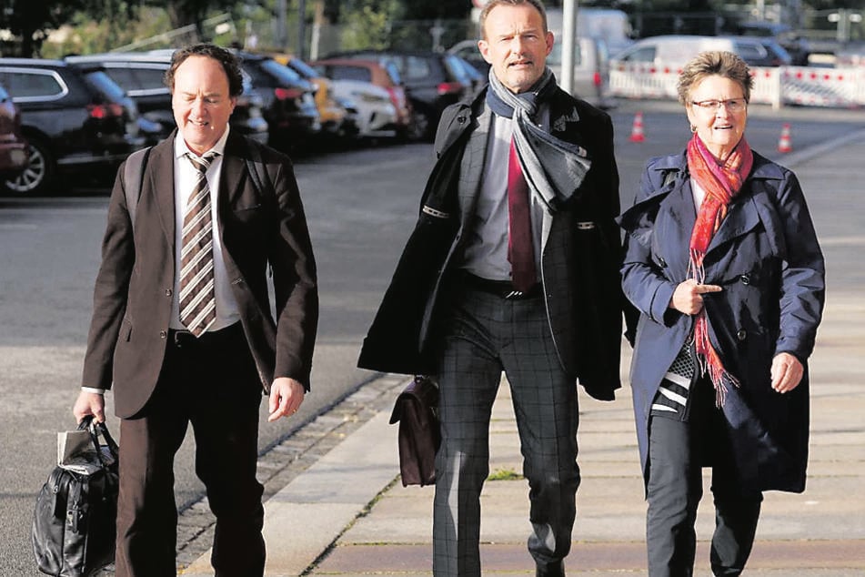 Marcel Machill, Jörg Scheibe und Sabine Zimmermann vom BSW (v.l.) verhandelten letzte Woche in der Staatskanzlei.