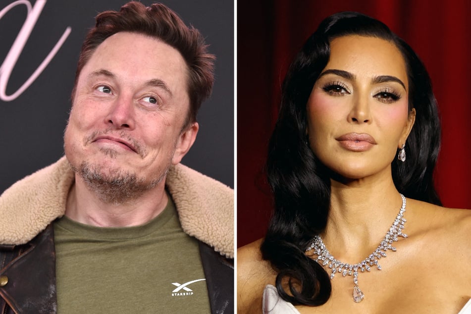 Kim Kardashian (r.) left her followers a bit baffled with a sultry photoshoot featuring products from Elon Musk's Tesla.