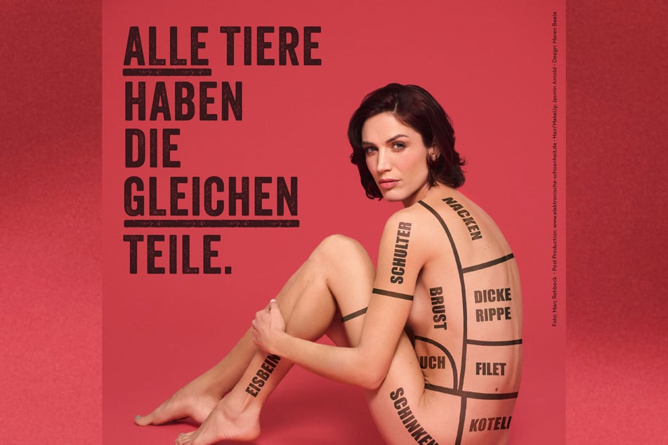 Model Tessa Bergmeier (36) lässt für PETA die Hüllen fallen und setzt sich für eine vegane Lebensweise ein.