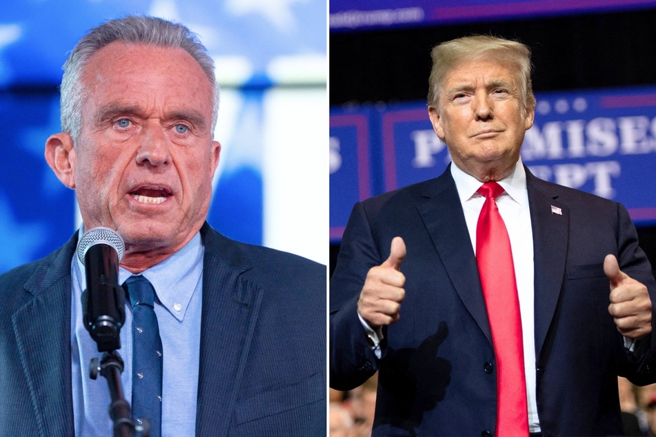 Donald Trump (r.) is urging Democrat voters who are unhappy with President Joe Biden to instead vote for Robert F. Kennedy Jr. (l.), who is running as an Independent.