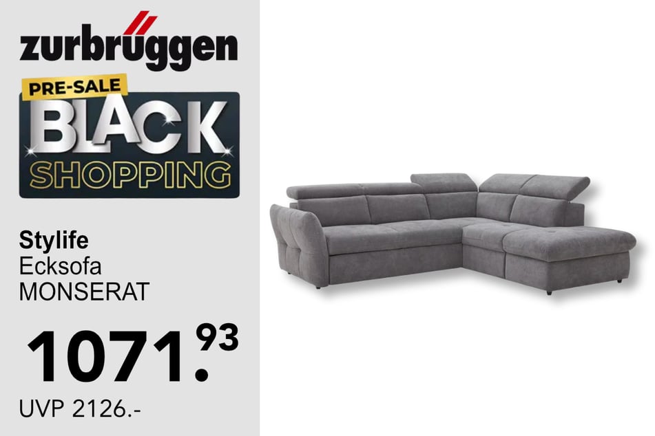 Das Stylife Ecksofa MONSERAT für 1.071,93 statt 2.126 Euro.
