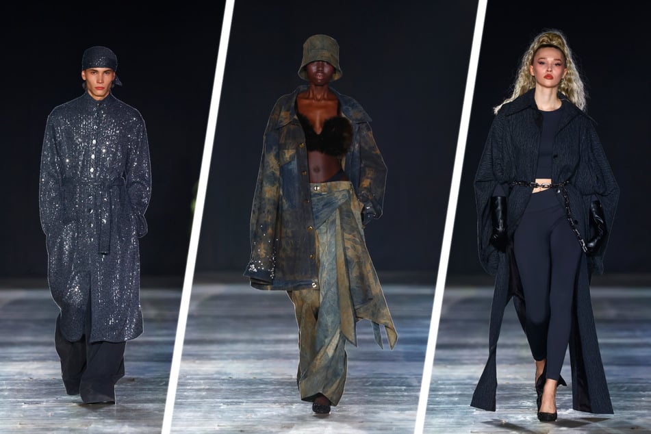 Bandans, Hüte, die ins Gesicht gezogen sind, lässige Schnitte und übergroße Hosenketten sind dominante Elemente der Kollektion.