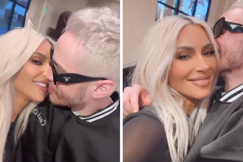 Ihr Blick und vor allem ihr zufriedenes Lächeln zeigen eindeutig, wie glücklich und verliebt Kim Kardashian (41) und Pete Davidson (28) sind.