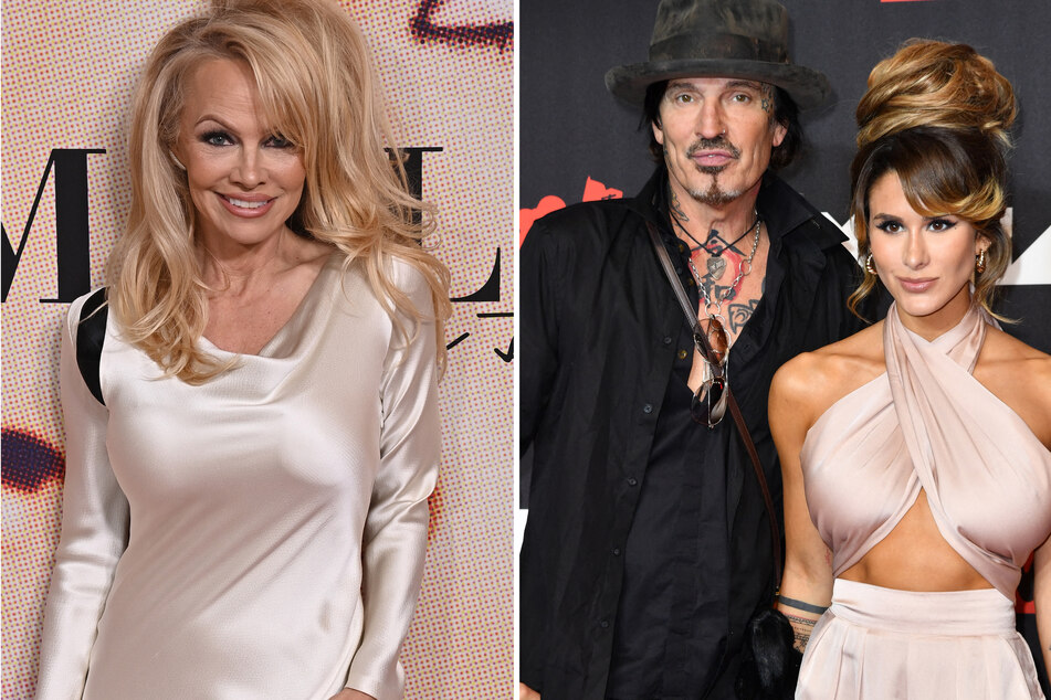 Fans have accused Tommy Lee's current wife, Brittany Furlan (r), of leaking the text messages from Pamela Anderson (l).