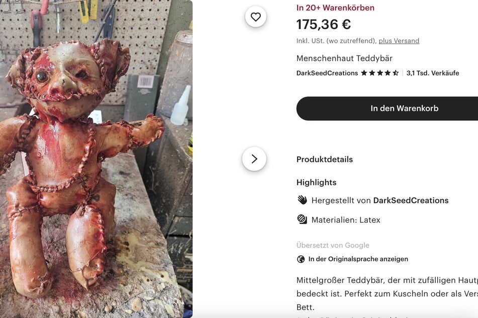 Über den Online-Shop Etsy verkauft der Künstler die Bären und weitere Gruselobjekte.