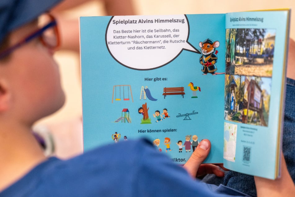 Jeder der 16 Spielplätze hat im Buch eine eigene Doppelseite.