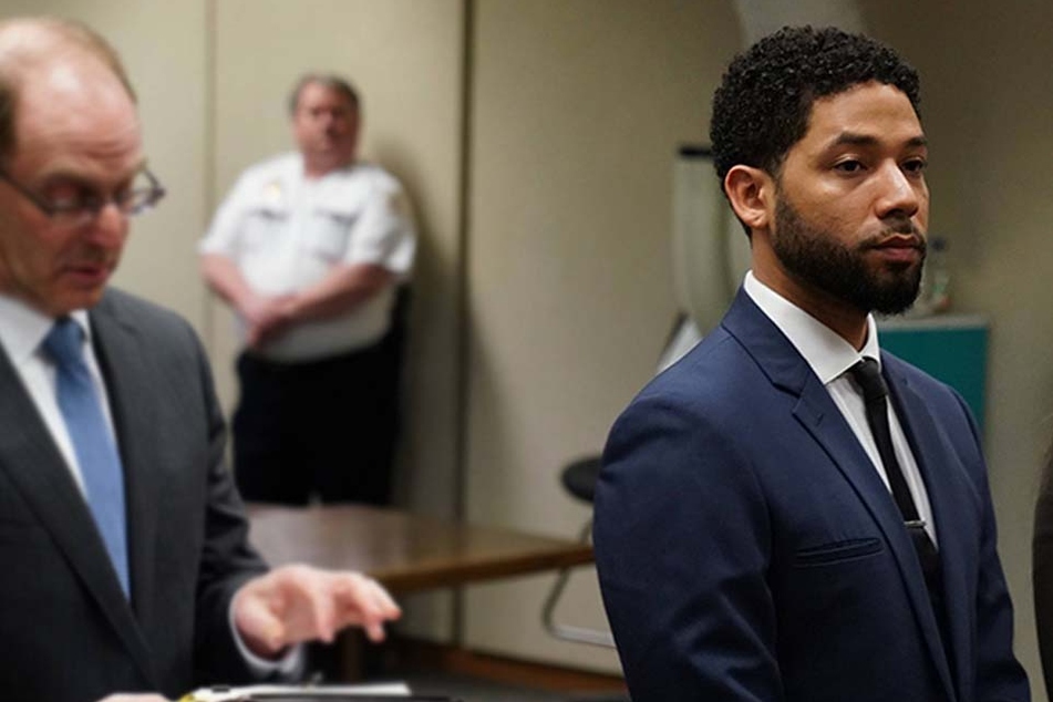 Jussie Smollett (r.) appears at a hearing for judge assignment on March 14, 2019.