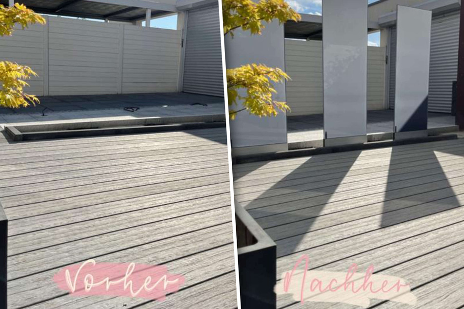 In ihrer Instagram-Story teilte Tanja Szewczenko (44) einen Vorher-Nachher-Vergleich der Terrasse.