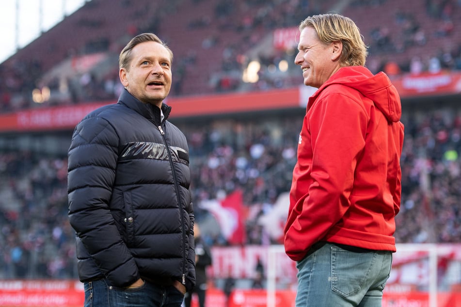 Freundschaft auf dem Prüfstand: Sportchef Horst Heldt (51, l.) und FC-Trainer Markus Gisdol (55) wollen den 1. FC Köln am liebsten gemeinsam vor dem Abstieg bewahren.