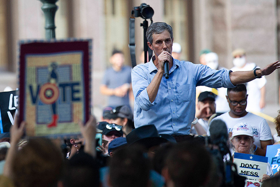 Beto O'Rourke speaks to a crowd about voting rights at the For The People Rally in Austin, Texas on June 20, 2021.