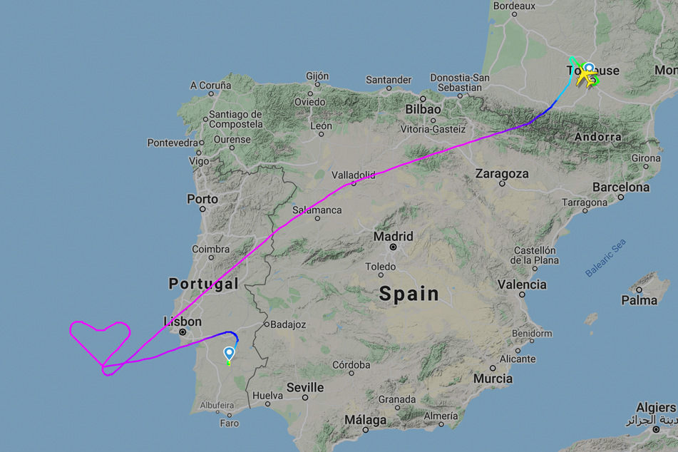 Auf direktem Weg wäre der Airbus etwa zwei Stunden unterwegs gewesen. Mit dem Herz dauerte der Flug drei Stunden und neun Minuten.