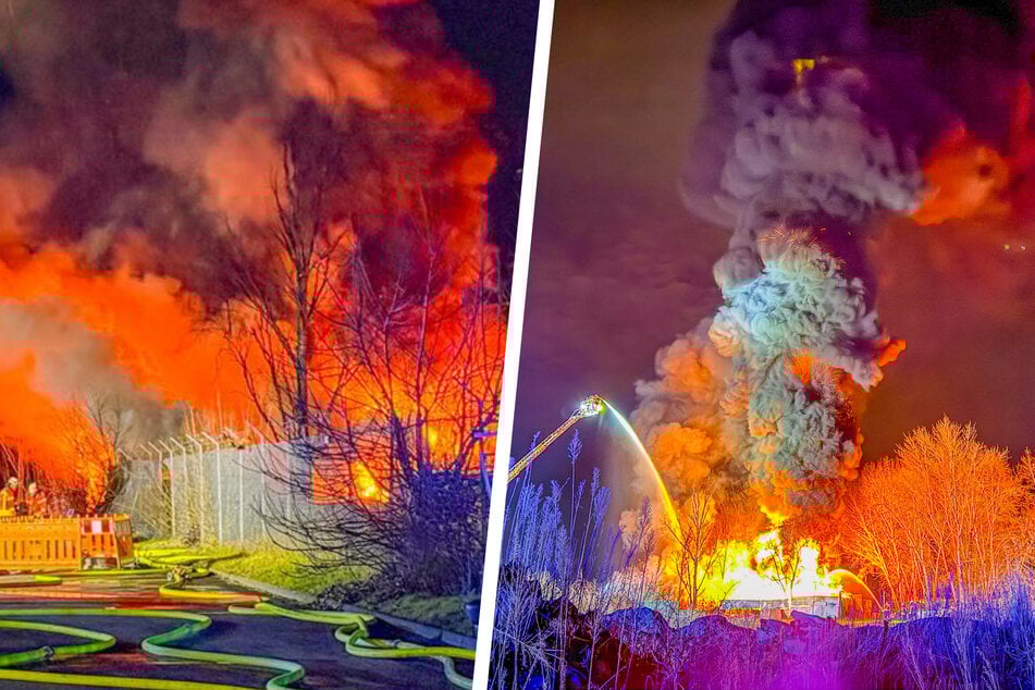 Inferno mit meterhoher Rauchwolke: Großbrand vernichtet Reifenlager