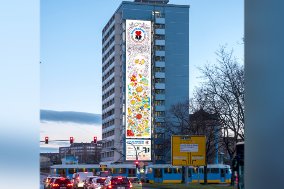 So soll es in der Bahnhofstraße aussehen: Ein buntes Riesen-Kunstwerk als Hoffnungszeichen.