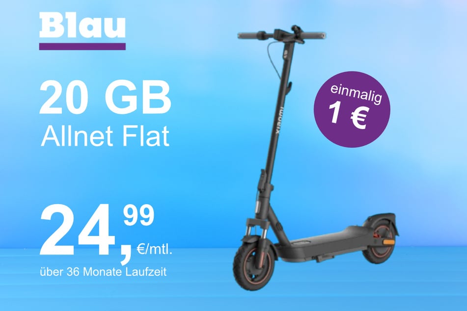 Der Xiaomi E-Scooter 5 Max im Blau Allnet M für einmalig 1 Euro.