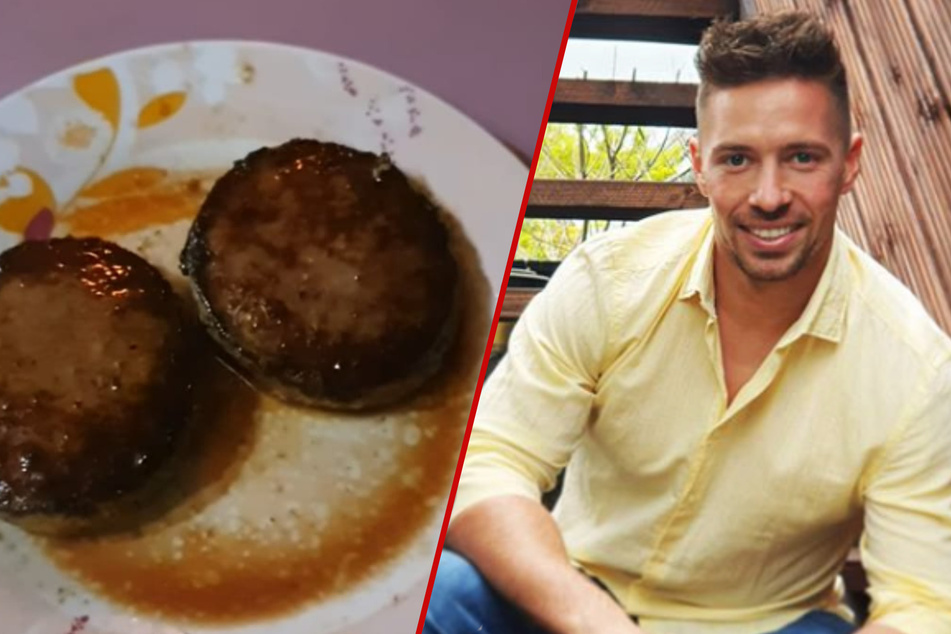 Da packte ihn der Heißhunger: Ramon (26) vernichtete einen riesigen Haufen Burgerfleisch.