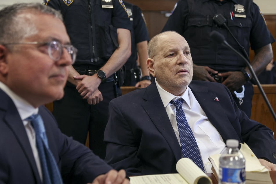 Former Hollywood film producer Harvey Weinstein appears in Manhattan Supreme Court during his retrial on Tuesday in New York City.