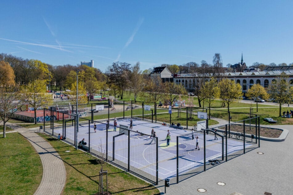 Die Basketballanlage im Konkordiapark erfreut sich großer Beliebtheit in Chemnitz.