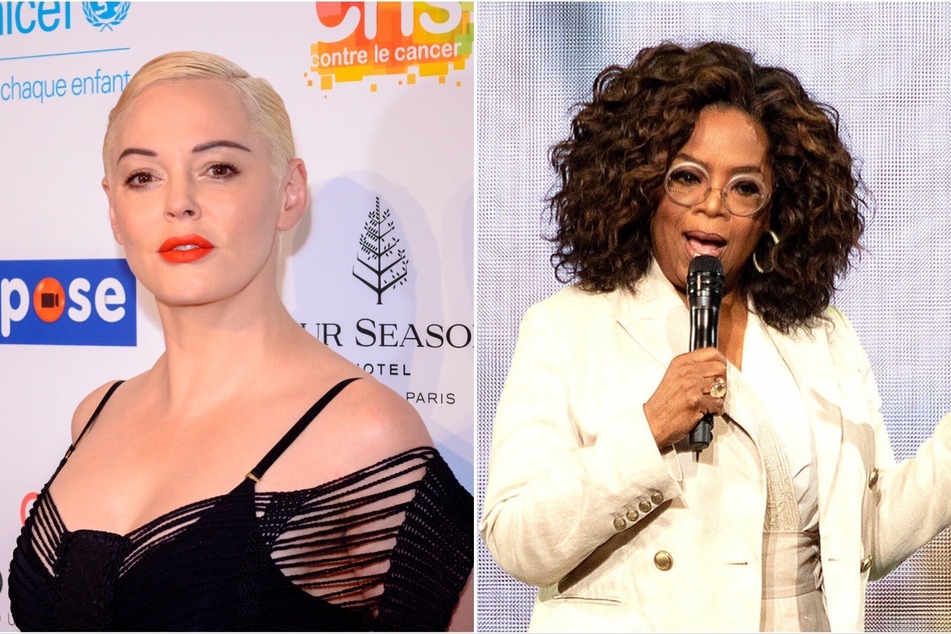 On Sunday, Rose McGowan (l) publicly bashed Oprah Winfrey (r) for her relationships with Harvey Weinstein and Russell Simmons.