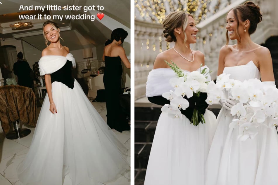 Zwei glückliche Schwestern. Amelia (r.) freute sich sehr, dass ihre Schwester dieses besondere Kleid tragen konnte.