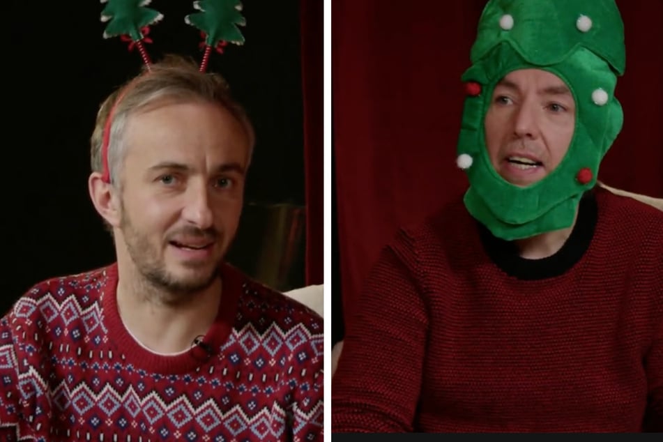 Jan Böhmermann und Olli Schulz überraschten im Livestream in Weihnachts-Looks.