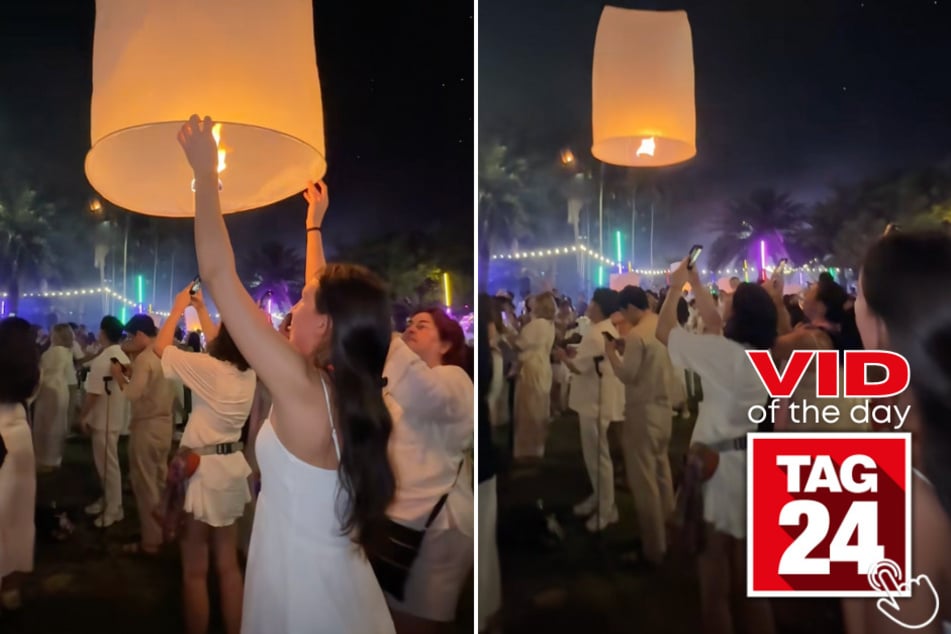 This festival lantern release went from cute to chaos in seconds!
