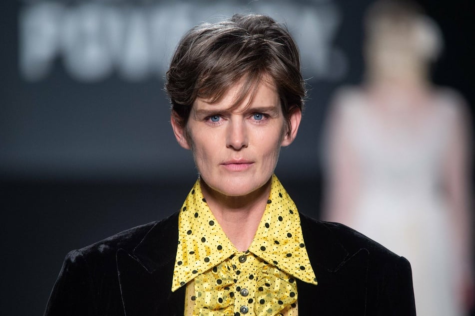 Stella Tennant on the catwalk during the Oxfam Fighting Poverty Catwalk Show fashion show during London Fashion Week 2019.