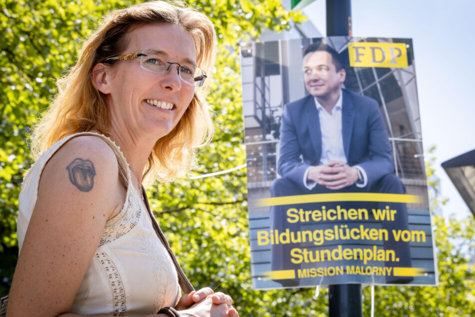 Schwer zu lesen, das Plakat der FDP.