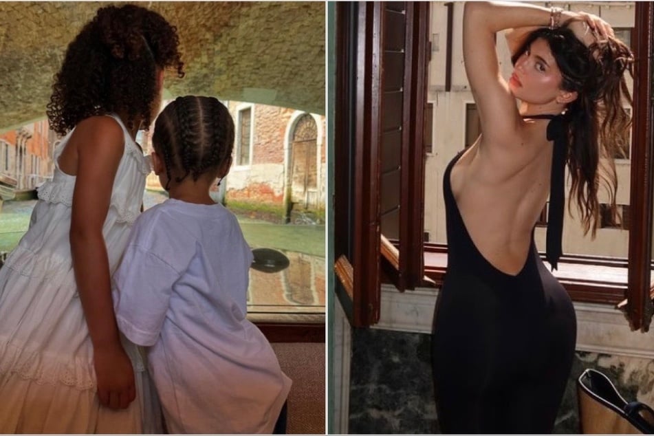 Kylie Jenner (r.) gave fans more looks at her swoon-worthy Venice vacation with her kids Stormi (l.) and Aire.