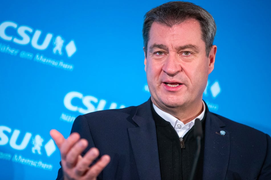 Markus Söder (53, CSU), Ministerpräsident von Bayern, spricht vor Beginn einer Videokonferenz des CSU-Vorstands auf einer Pressekonferenz.