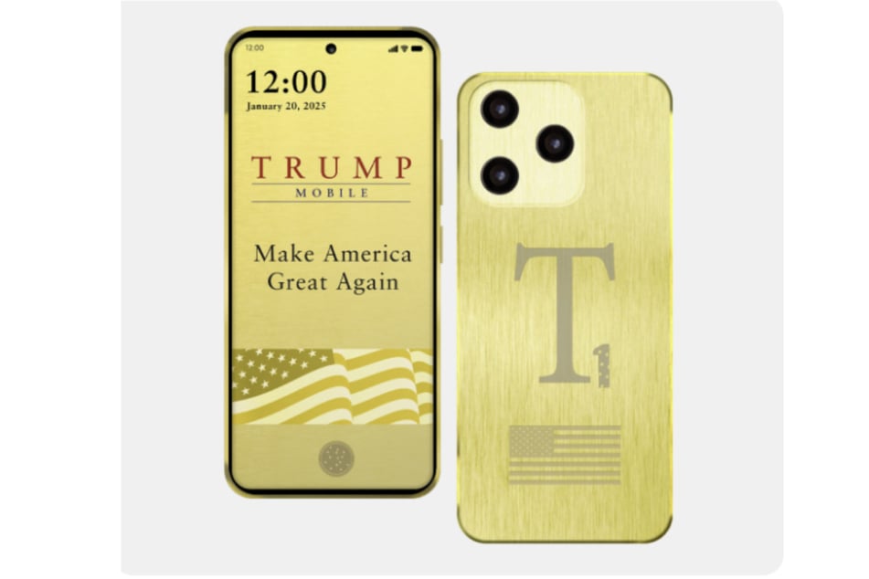 Das "T1 Phone" ist im klassischen, Trump-typischen Goldton gehalten. Jedoch erinnert es stark an die Produkte einiger Konkurrenten.