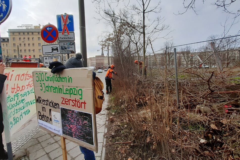 Auf dem Wilhelm-Leuschner-Platz fanden bereits im Februar Proteste gegen die Abholzung von Bäumen statt. (Archivfoto)
