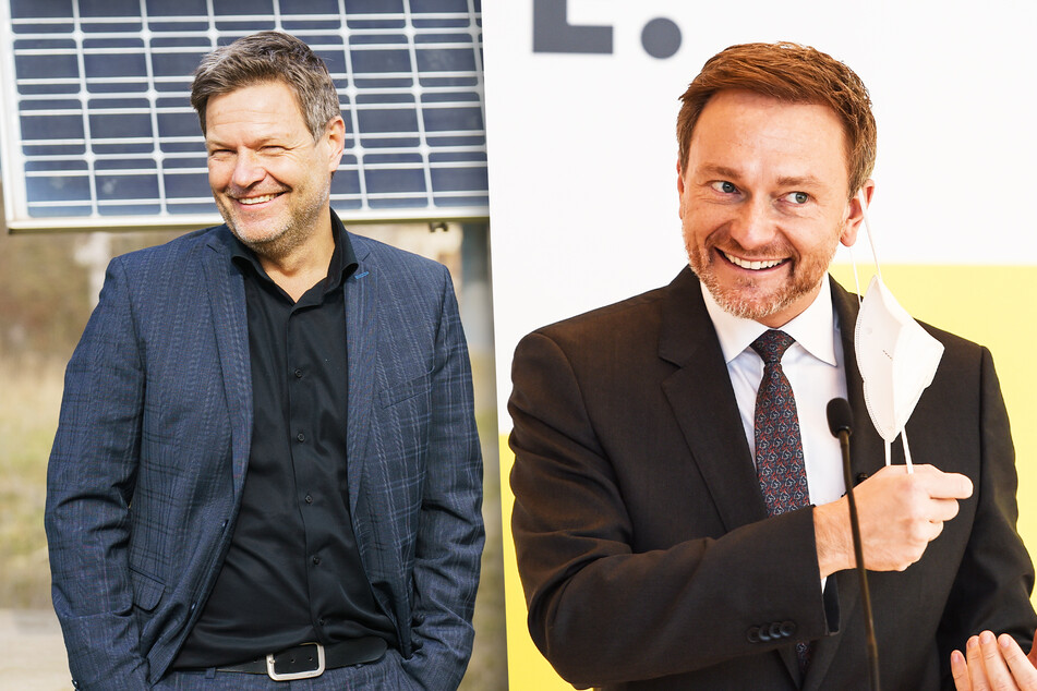 Robert Habeck (51, Bündnis90/Die Grünen) und Christian Lindner (42, FDP) sind mit dem Ausgang der Wahl zufrieden.