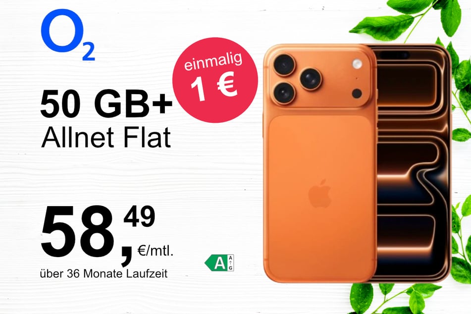 Das iPhone 17 Pro Max mit 50 GB Datenvolumen für einmalig nur 1 Euro bei o2.