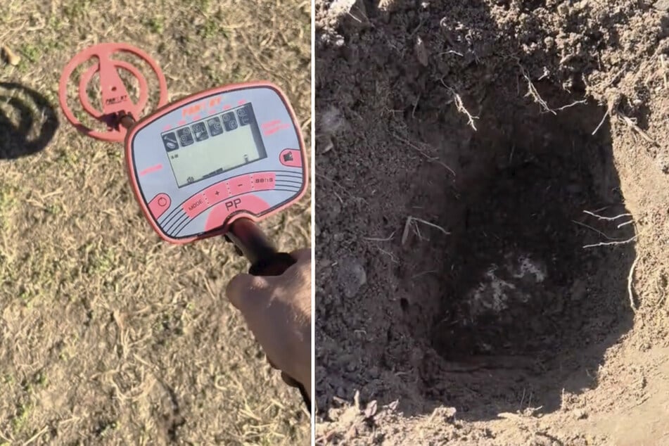 With the help of a detector, a man from Florida came across a metal flap in the ground in his garden.