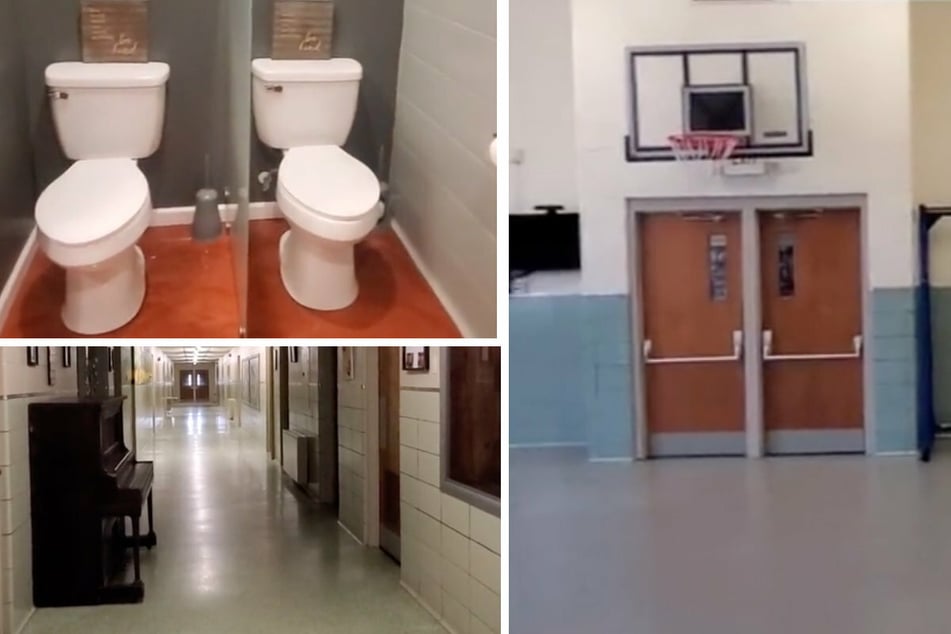 Long hallways, a dedicated gym, plenty of restrooms! On TikTok, Riley showcases the perks of living in a school building.