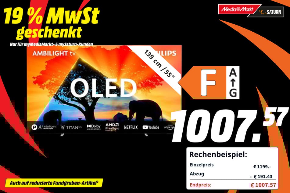 55-Zoll Philips-Fernseher für 1.007,57 Euro.
