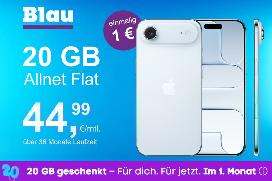 Das neue iPhone 17 Air im o2 Mobile M für einmalig 1 Euro.