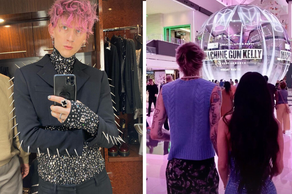 Machine Gun Kelly had a whirlwind weekend in Las Vegas, performing on Friday night (r.) and on Sunday at the BBMAs, both of which Fox attended.