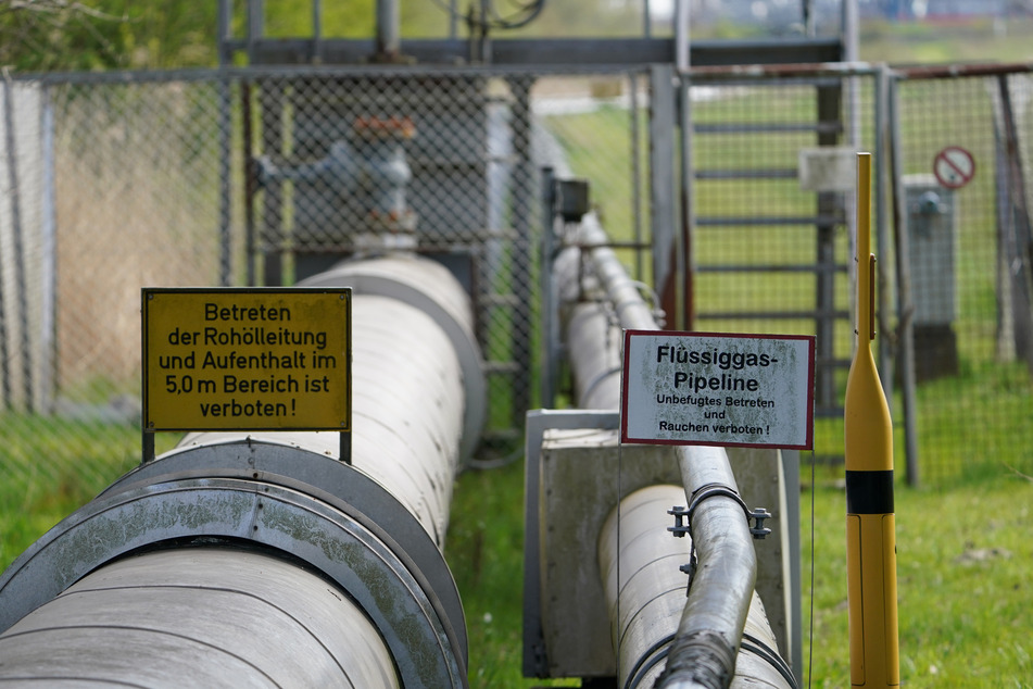Blick auf eine Flüssiggas-Pipeline am Nordsee-Gas-Terminal.