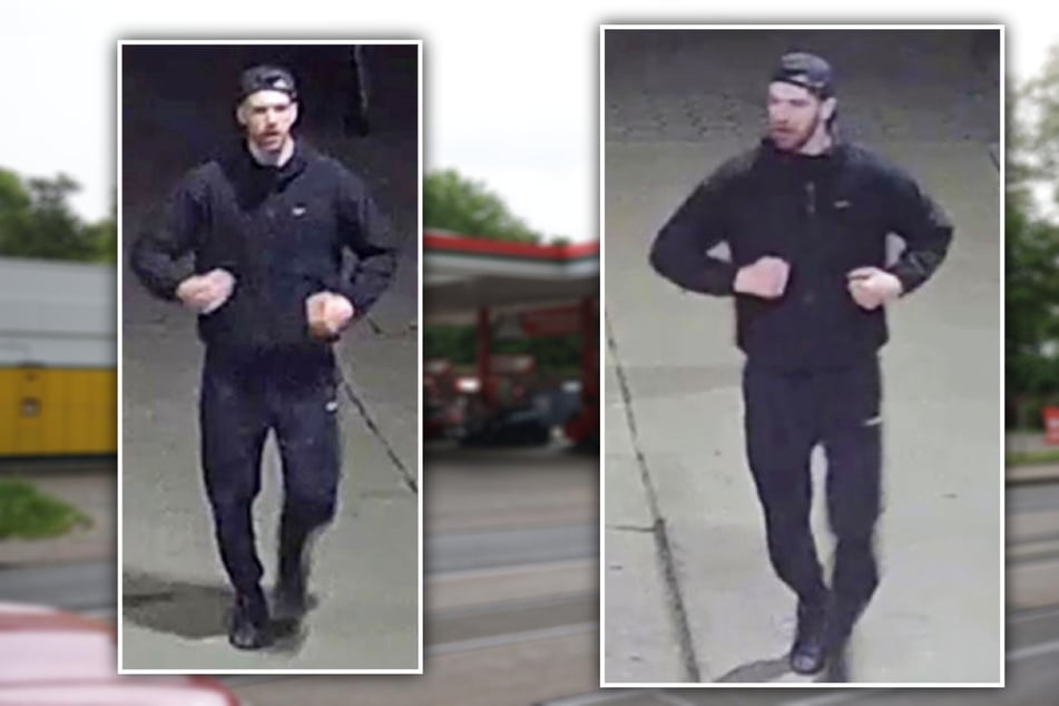 Mit diesen Aufnahmen fahndet die Polizei aktuell nach einem Lok-Anhänger, der an der Attacke auf Chemie-Fans im März beteiligt gewesen sein soll.