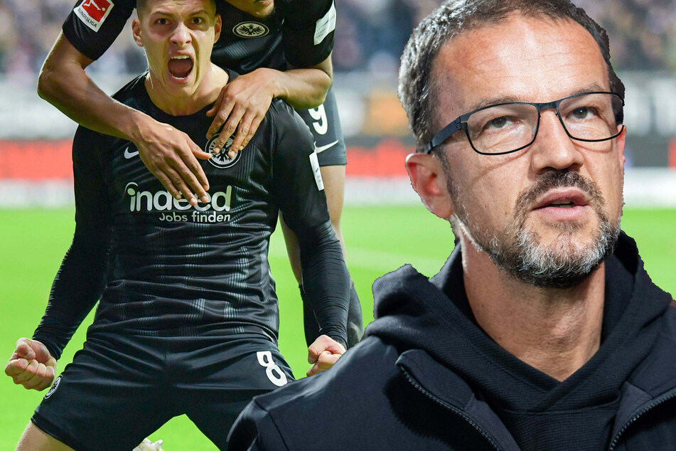 Die Fotomontage zeigt Eintracht-Sportchef Fredi Bobic (r./48) und Ex SGE-Stürmer Luka Jovic (22), der aktuell für Real Madrid kickt.