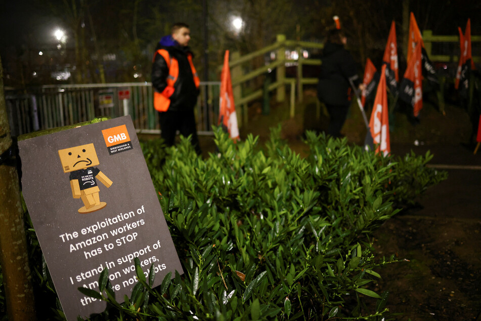 Amazon workers are protesting against a pay rise the union said amounts to just $0.6 an hour.