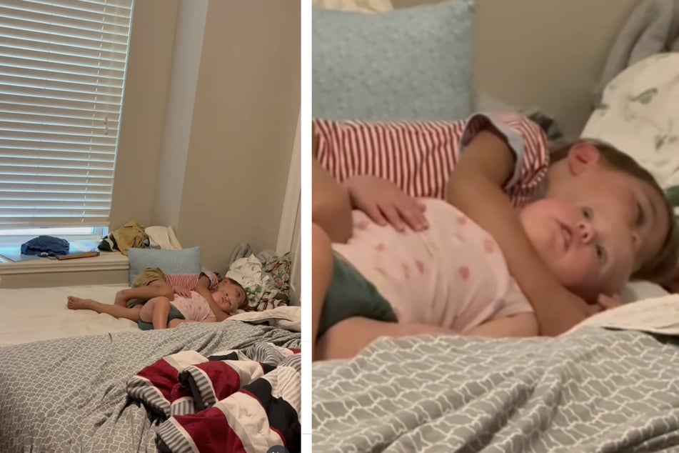 En realidad, la pequeña Ruby de un año debería despertar a su hermano mayor Bear (3), pero ¡el plan no funcionó!