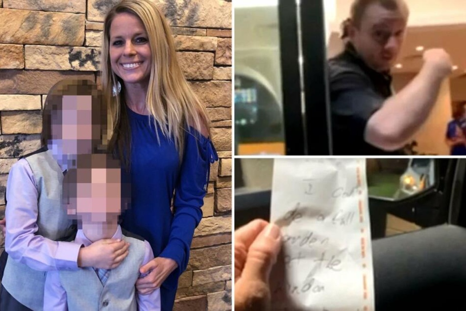 Rachel Hollis (38, li.) und der Burger King Mitarbeiter (r.) dem inzwischen gekündigt wurde.