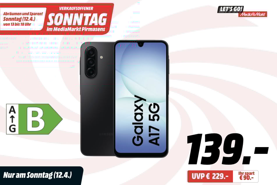 Samsung Galaxy A17 für 139 statt 229 Euro.
