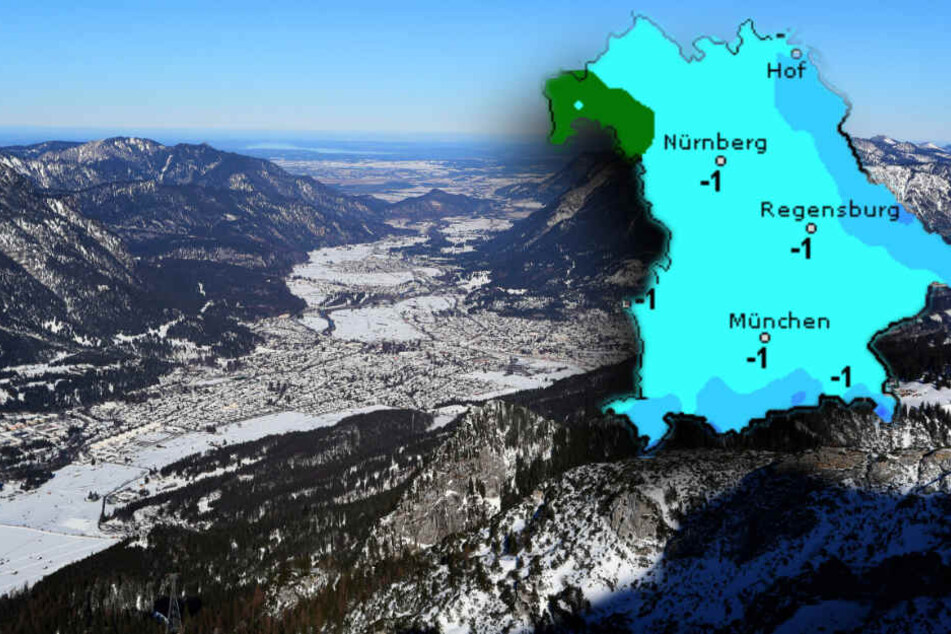 Garmisch-Partenkirchen ist schon leicht gezuckert, in den nächsten Tagen könnte wieder Schnee fallen. (Bildmontage)