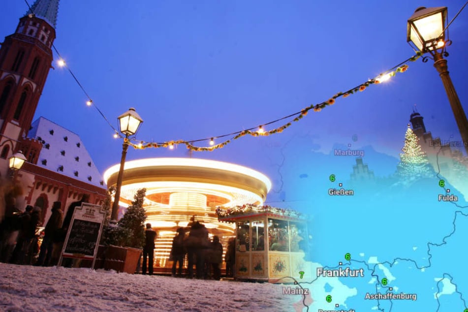 Schnee auf dem Frankfurter Weihnachtsmarkt wie hier 2009 ist mittlerweile eine Seltenheit (Archivbild).