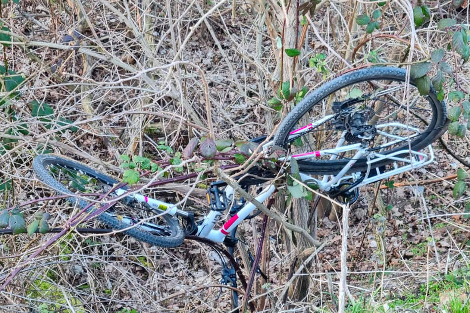 Sein Fahrrad landete beschädigt in der angrenzenden Böschung.