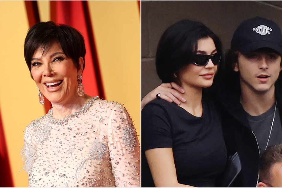 Kylie Jenner (c.) and Timothée Chalamet's (r.) romance has apparently been Kris-ened by Kris Jenner (l).