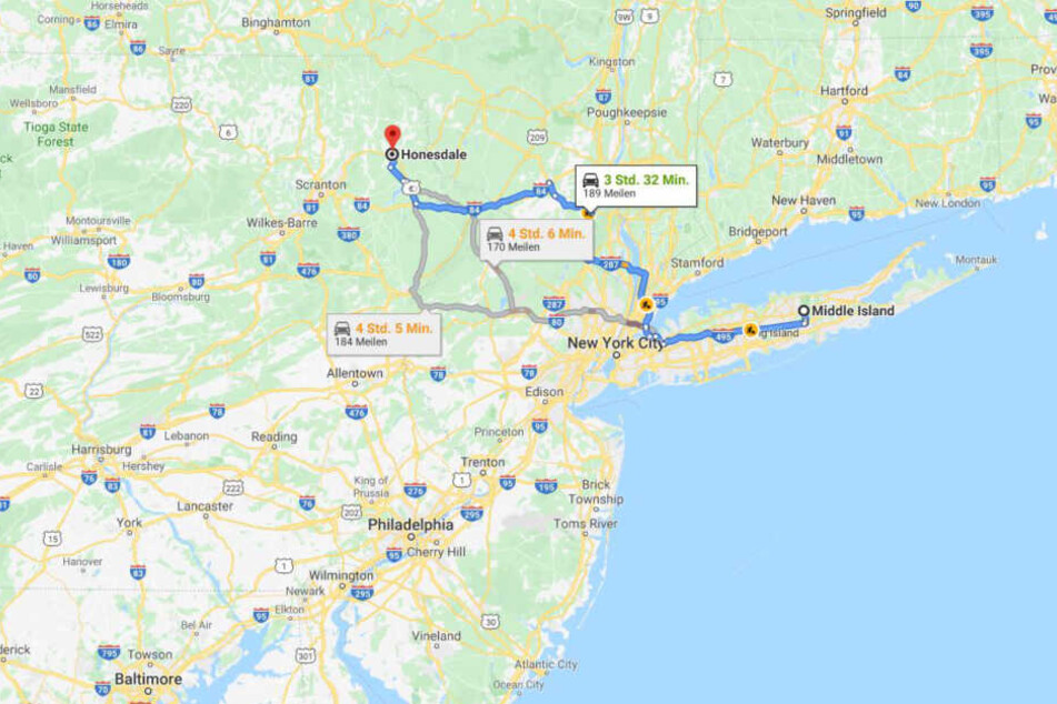 Google Maps veranschlagt dreieinhalb Stunden Fahrzeit. Die Realität sah für Proscia aber anders aus.